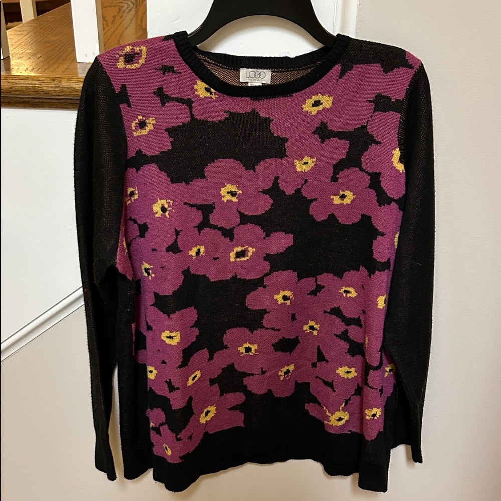 LOGO by Lori Goldstein Multicolor Knit Sweater